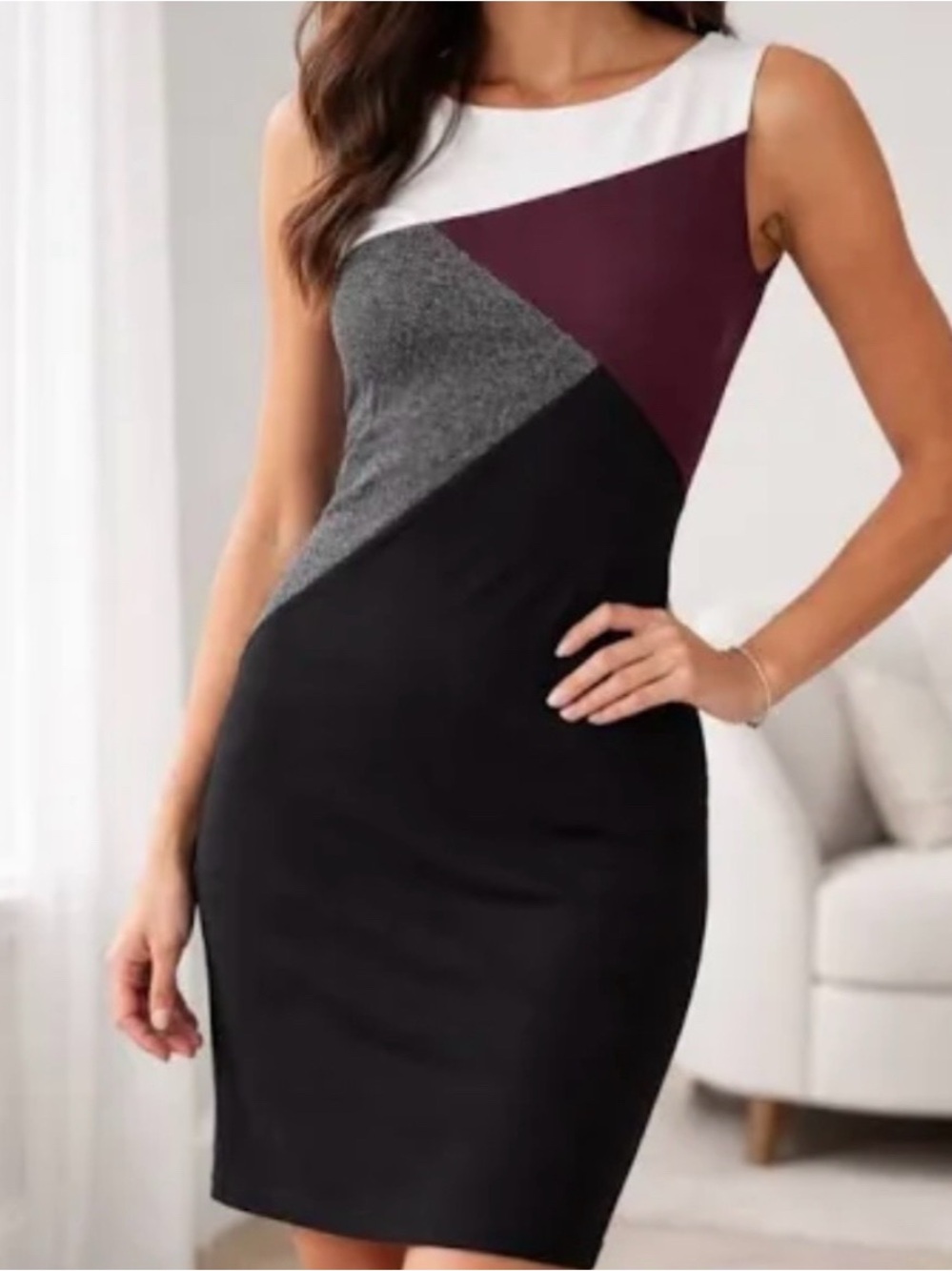 White House Black Market Asymmetrical color block dress